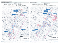 ポスティングの報告書（地図による配布ポイントのマーキング、配布数量の記入）