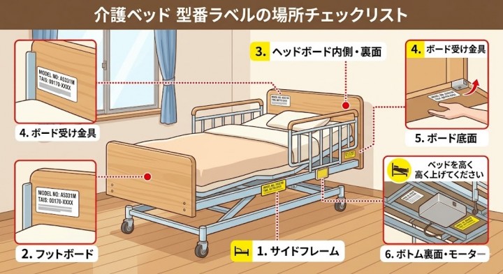 介護ベッド型番ラベルの場所チェックリスト